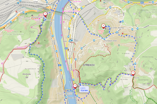 mapa-výlet Ústí nad Lebm